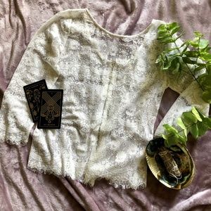 PacSun/Kirra Sheer Lace Quarter-Sleeve Zipper Back